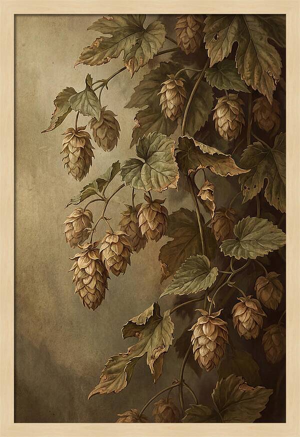 Hops Vine With Papery Green Flower Cones