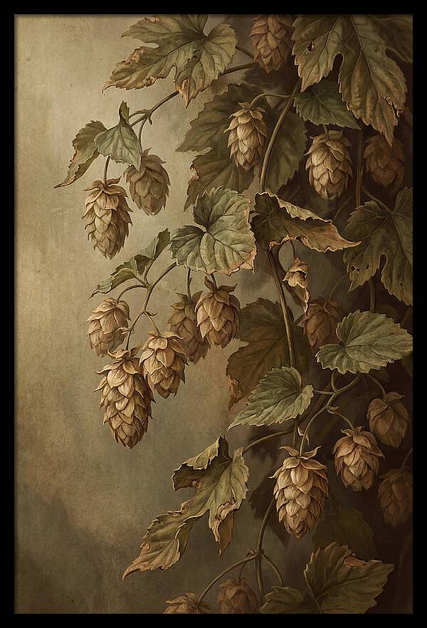 Hops Vine With Papery Green Flower Cones