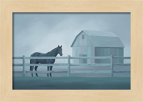 Horse Behind Wooden Fence