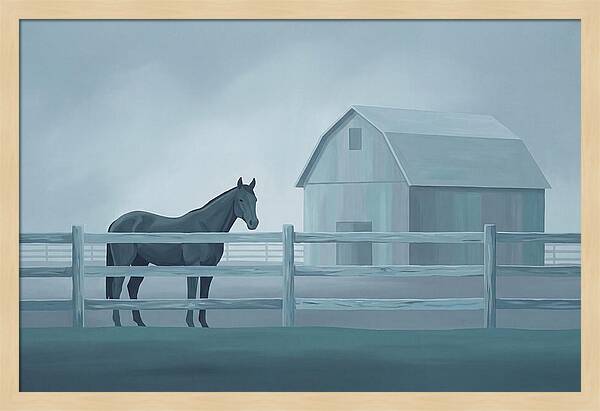 Horse Behind Wooden Fence