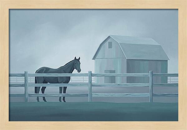 Horse Behind Wooden Fence
