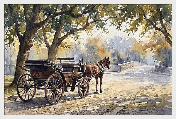 Horse Carriage Under Trees
