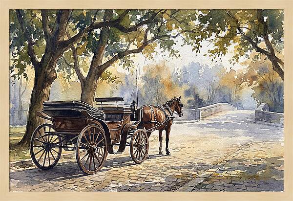 Horse Carriage Under Trees