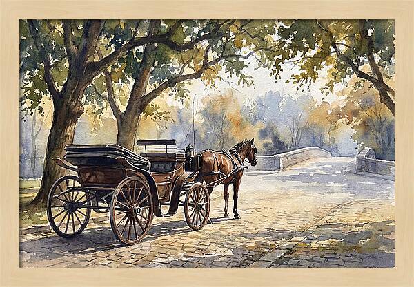 Horse Carriage Under Trees