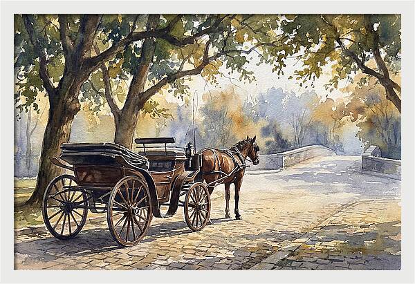 Horse Carriage Under Trees