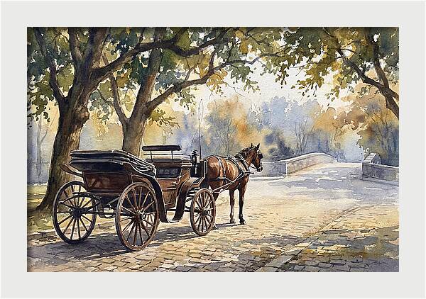 Horse Carriage Under Trees