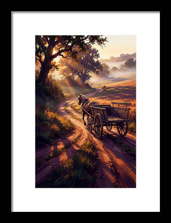 Horse Drawn Cart On Country Road