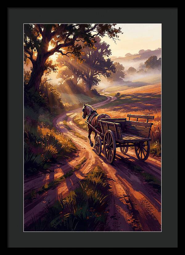 Horse Drawn Cart On Country Road
