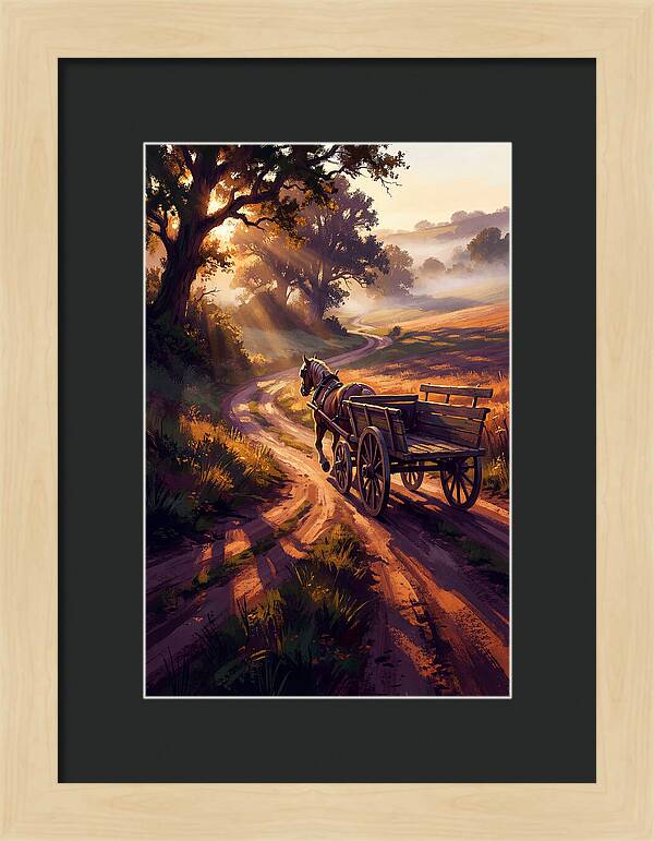 Horse Drawn Cart On Country Road