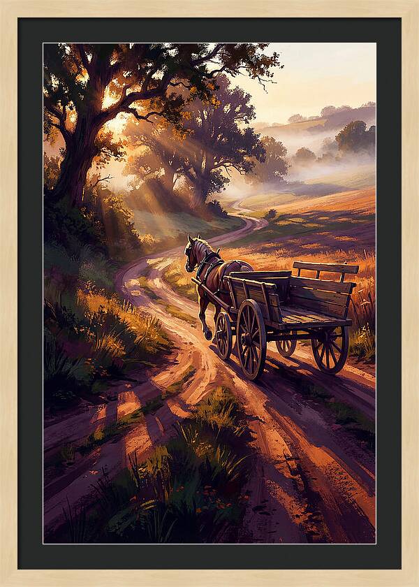 Horse Drawn Cart On Country Road