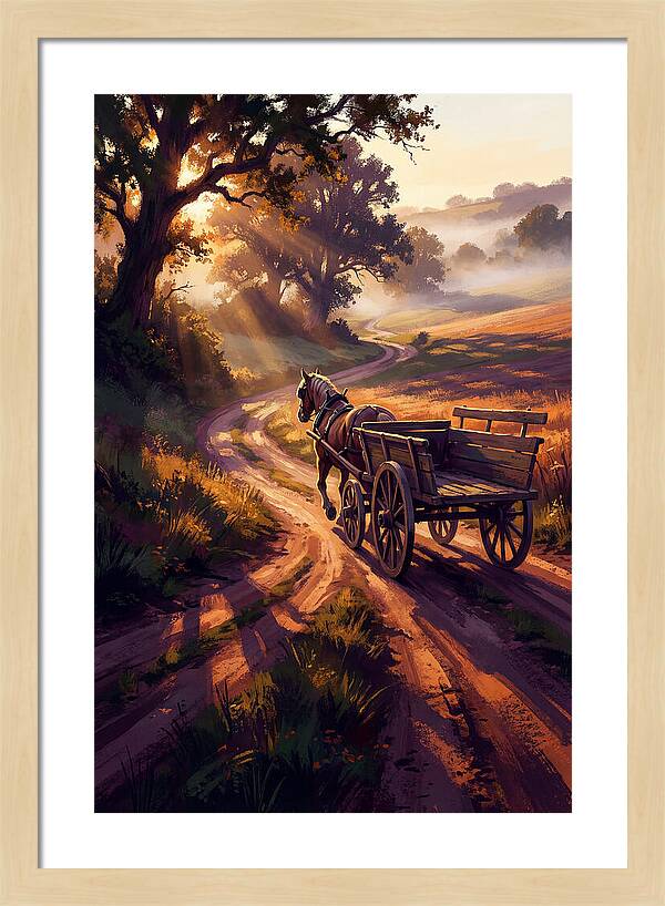 Horse Drawn Cart On Country Road