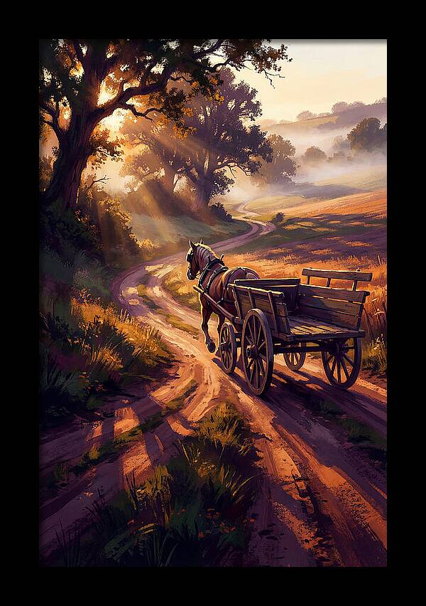 Horse Drawn Cart On Country Road