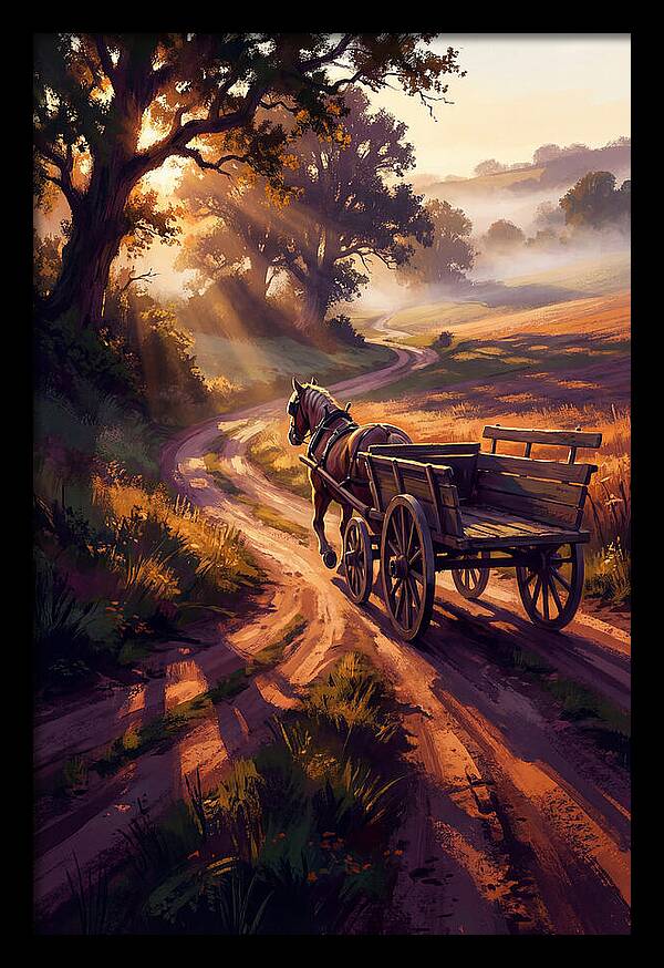 Horse Drawn Cart On Country Road