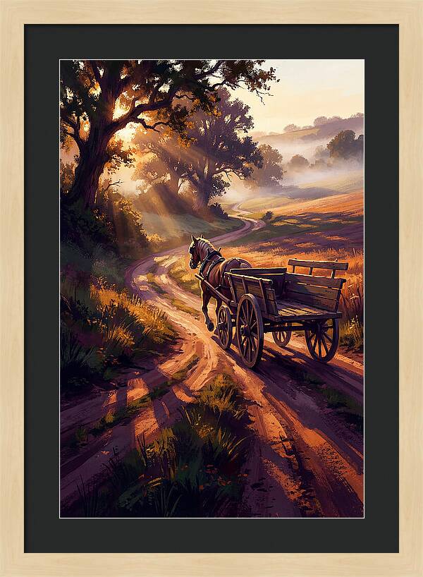 Horse Drawn Cart On Country Road