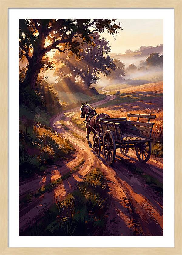 Horse Drawn Cart On Country Road