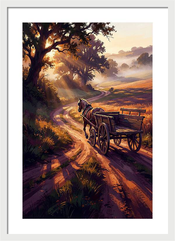 Horse Drawn Cart On Country Road
