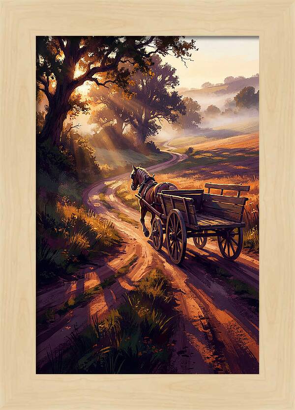 Horse Drawn Cart On Country Road