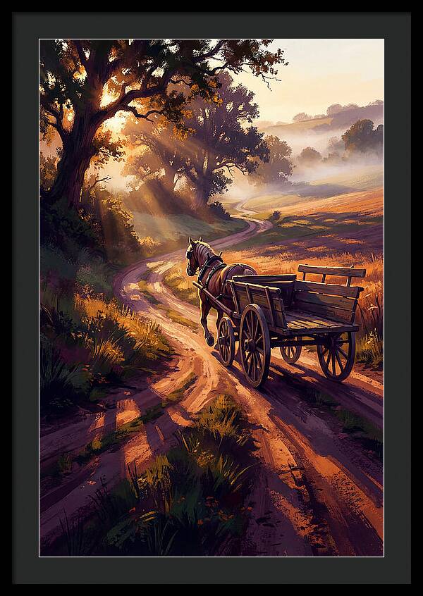 Horse Drawn Cart On Country Road