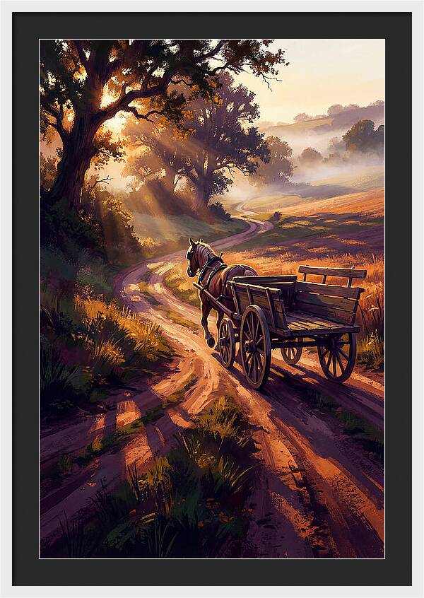 Horse Drawn Cart On Country Road