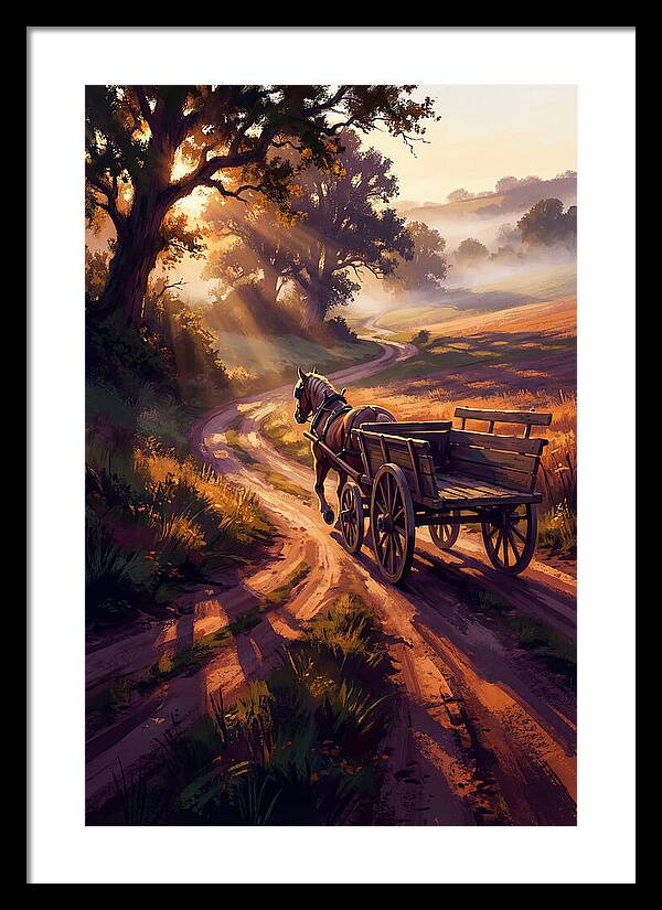 Horse Drawn Cart On Country Road