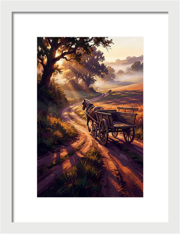 Horse Drawn Cart On Country Road