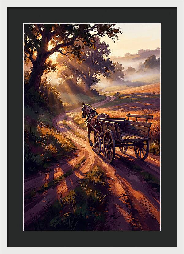 Horse Drawn Cart On Country Road
