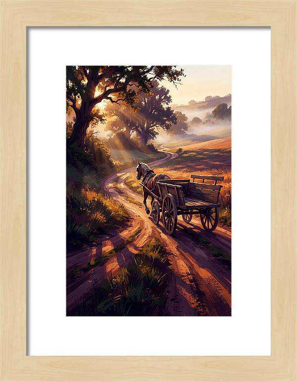 Horse Drawn Cart On Country Road