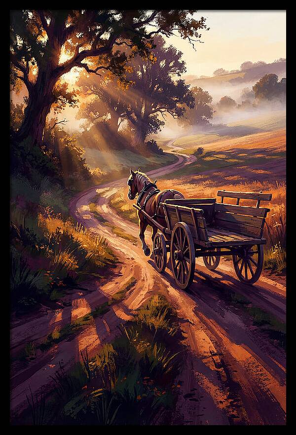 Horse Drawn Cart On Country Road