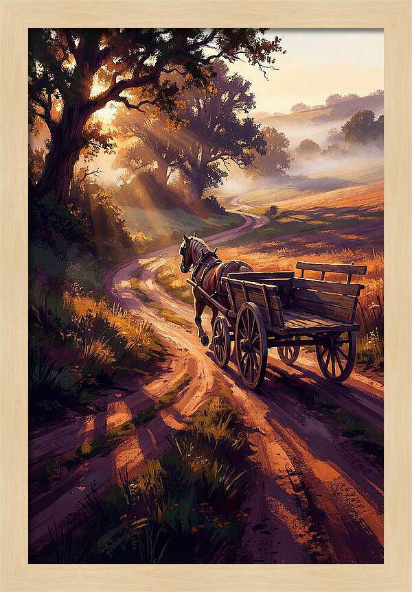 Horse Drawn Cart On Country Road