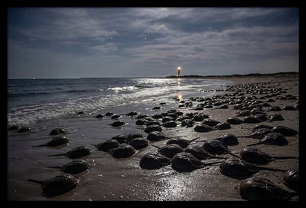 Horseshoe Crab Spawning Under Moonlight