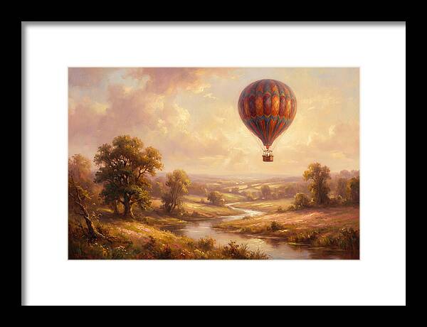 Hot Air Balloon Over Fields