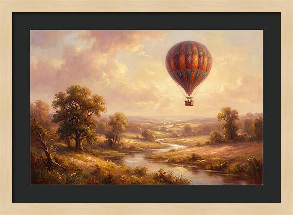 Hot Air Balloon Over Fields