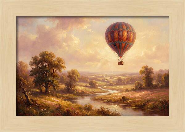 Hot Air Balloon Over Fields