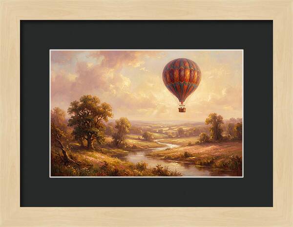 Hot Air Balloon Over Fields
