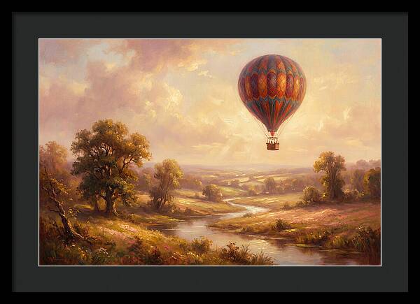 Hot Air Balloon Over Fields