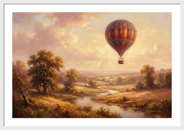 Hot Air Balloon Over Fields