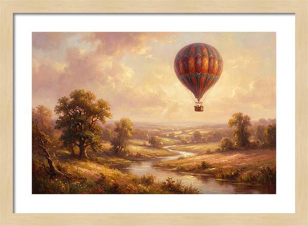 Hot Air Balloon Over Fields