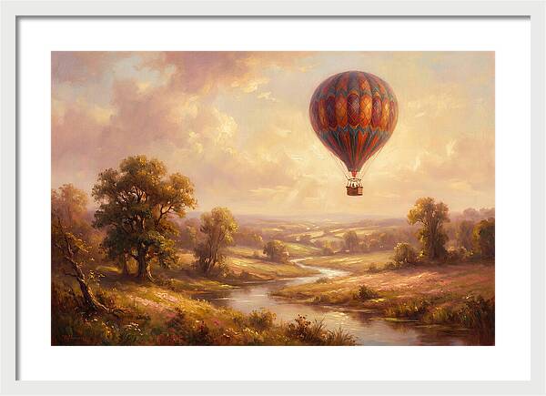 Hot Air Balloon Over Fields