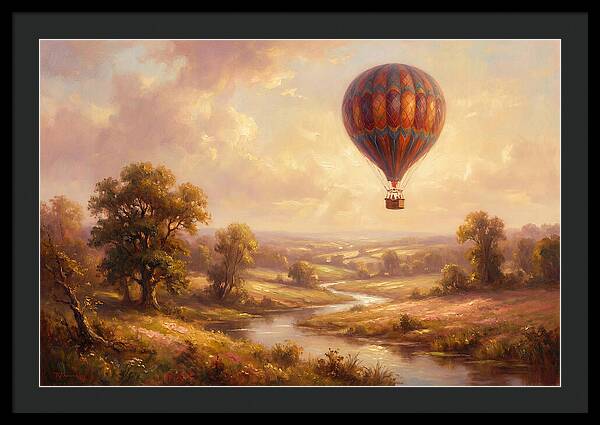 Hot Air Balloon Over Fields