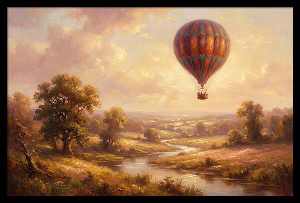Hot Air Balloon Over Fields