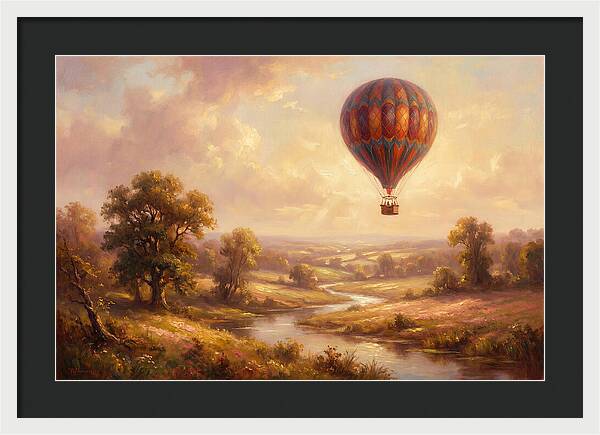 Hot Air Balloon Over Fields
