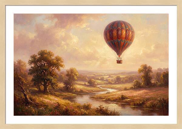 Hot Air Balloon Over Fields