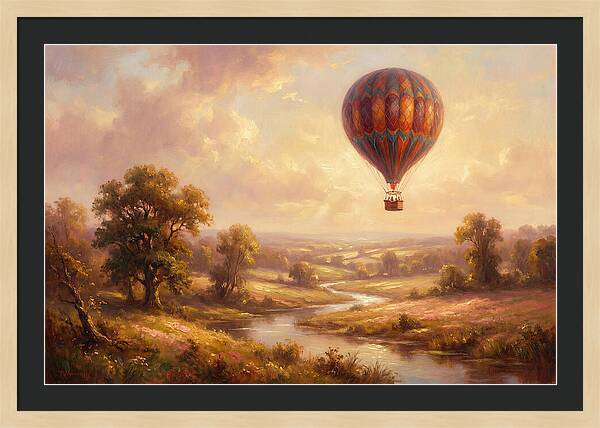 Hot Air Balloon Over Fields