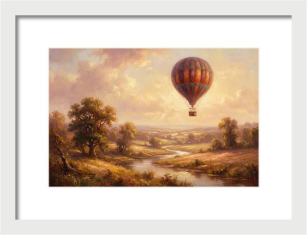 Hot Air Balloon Over Fields