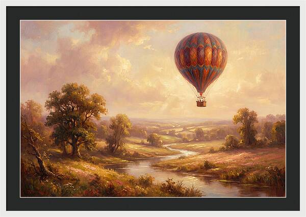 Hot Air Balloon Over Fields