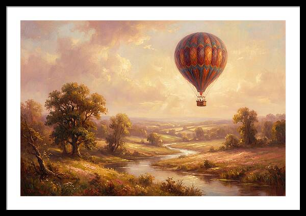 Hot Air Balloon Over Fields
