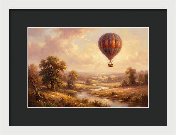 Hot Air Balloon Over Fields