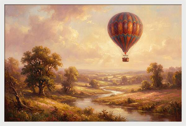 Hot Air Balloon Over Fields