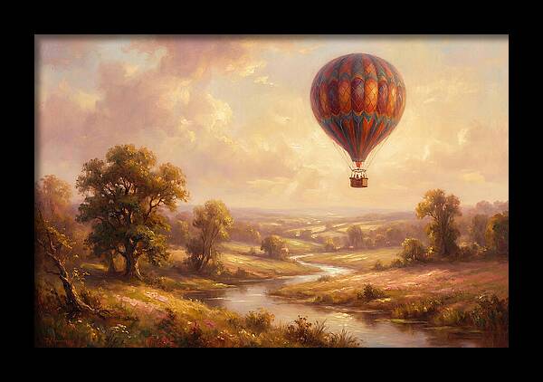 Hot Air Balloon Over Fields