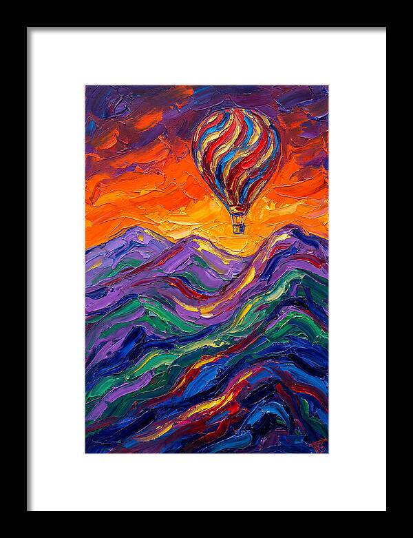 Hot Air Balloon Over Mountains